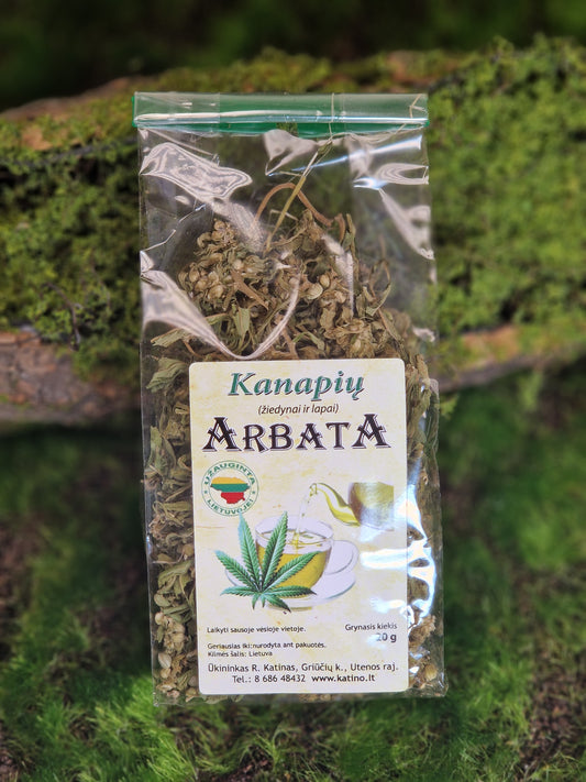 KANAPIŲ LAPŲ IR ŽIEDŲ MIŠINYS ARBATAI (100 PROC. NATŪRALUS) 20G